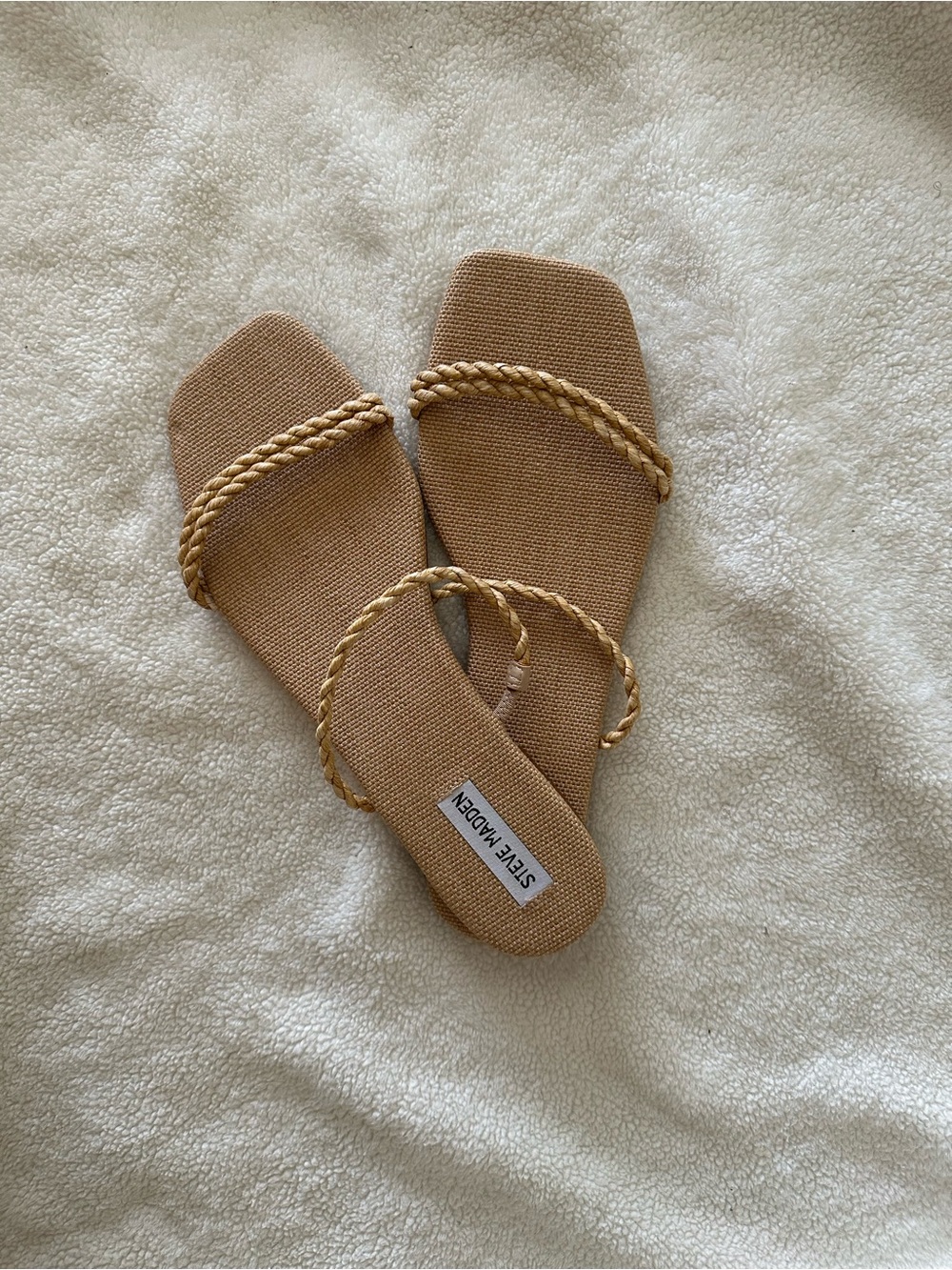 Steve Madden Natural Braided Strap Square-Toe Sandal - Picture 2 of 4
